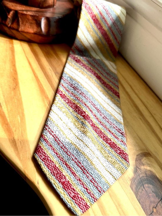 Bachrach Other - 1970's Bachrach Wide Striped Tie in Cream, Red & Light Blue